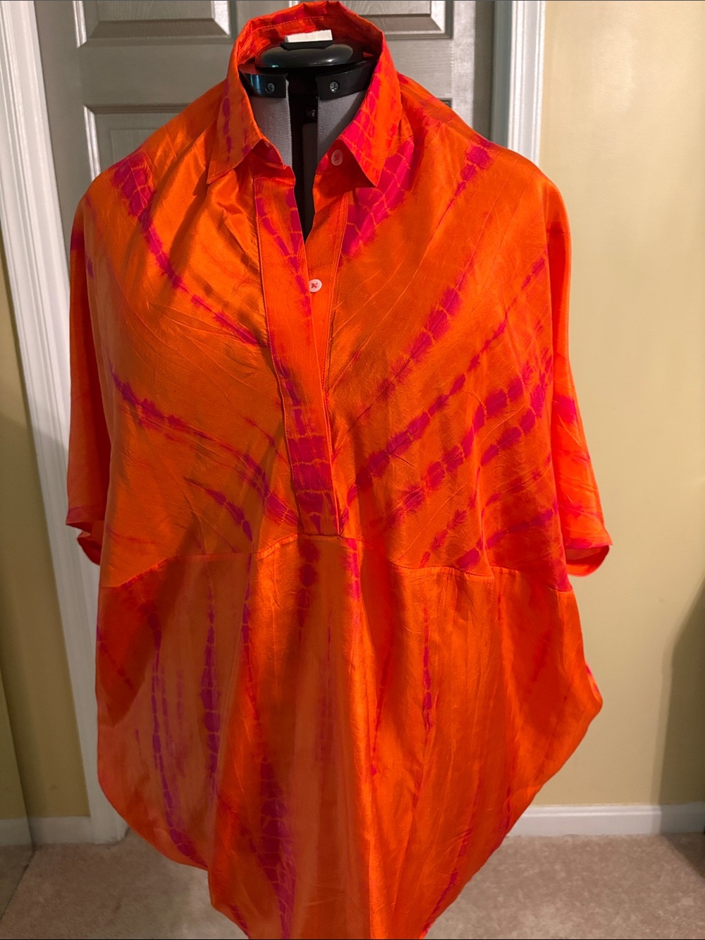 Chico's Orange & Pink Tie-Dye Envelope Sleeve Tunic